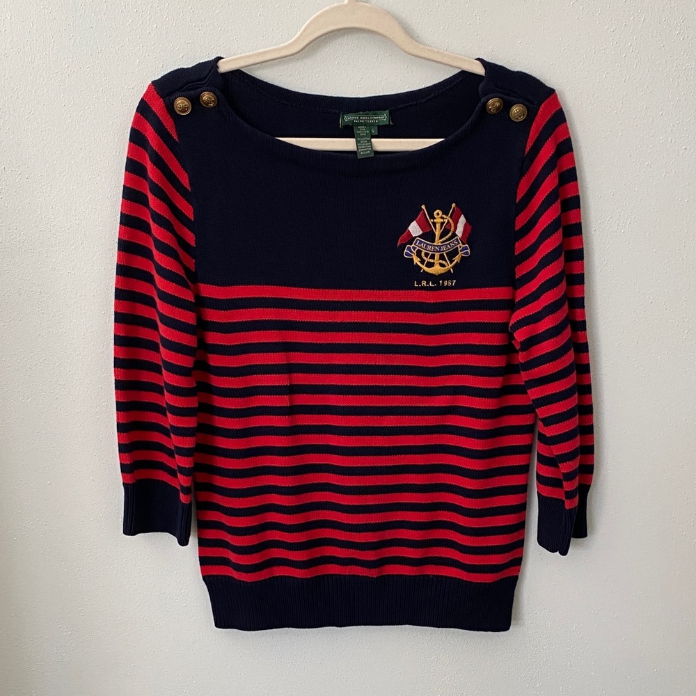 Ralph Lauren Navy and Red Nautical Sweater